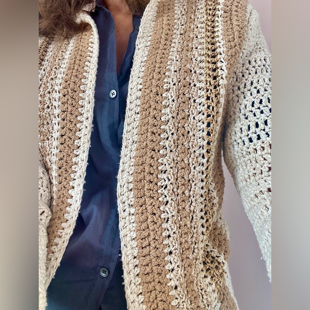 Vintage Doncaster Earth Tones Natural Cotton Cardigan Sweater